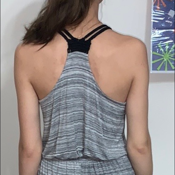 🆕⭐️Maxi Sundress🏖Gray w/Black Stretch Crochet🔆 - Picture 3 of 9